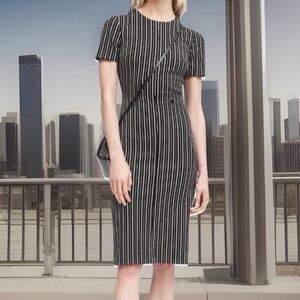 Banana Republic Women’s Size 10 Bi-Stretch Sheath Dress. Black/White Stripes.